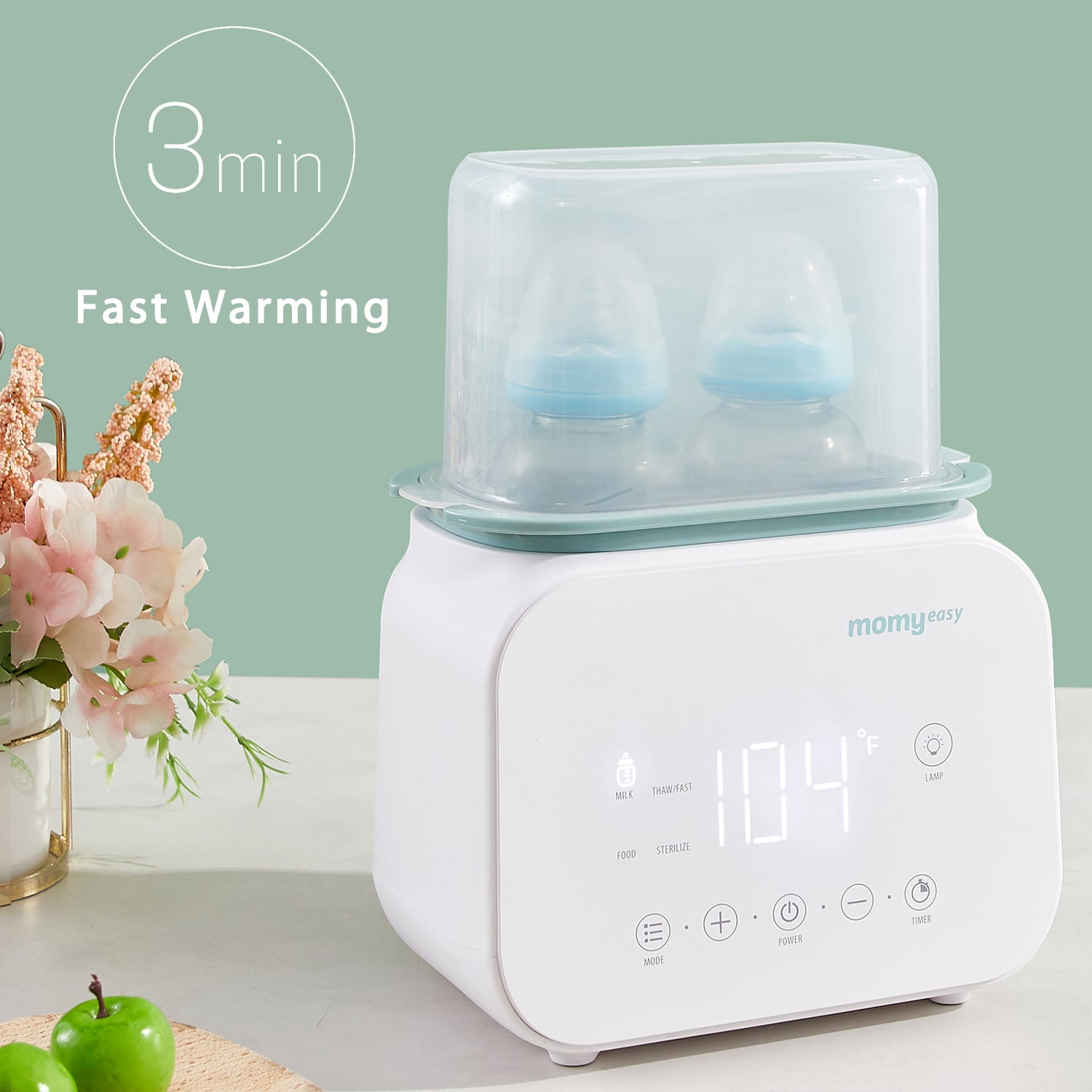 Baby Bottle Warmer, Dual Bottle 12-in-1 Fast Milk Warmer with 24H Accurate  Temperature Control & Auto-Off, Baby Food Heater w/ Appointment &Timer for