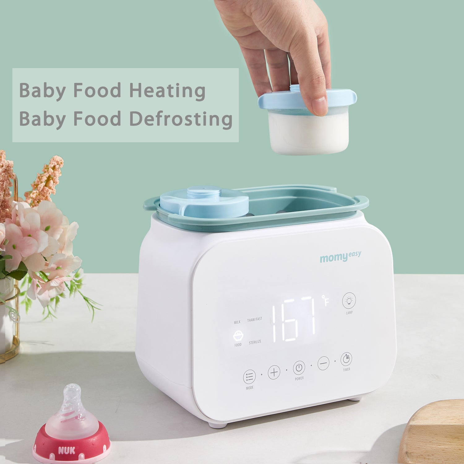 Bottle Warmer For Baby, Double Bottels Milk Warmer 9 in 1 Fast Food Heater  & Defrost BPA-Free with Appointment, LCD Display, Timer & 24H Temperature